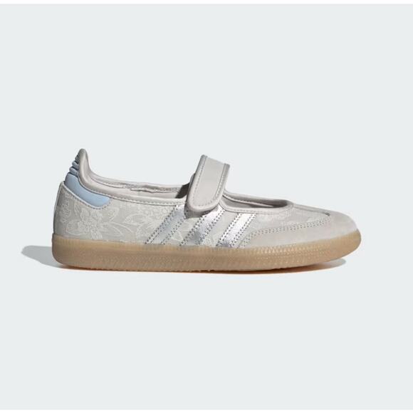 adidas Shoes - NWB adidas Mary Jane SAMBA OG X LIBERTY LONDON Chalk Pearl Silver Metallic Sz 9